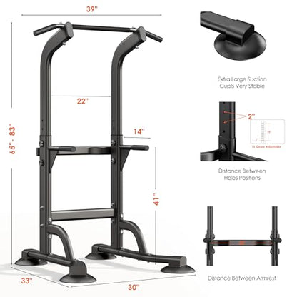 SogesPower Power Tower Dip Station Pull Up Bar for Home Gym Adjustable Height Strength Training Workout Equipment,Pull Up Bar Station