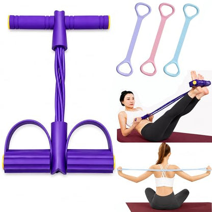 Pedal Resistance Bands Set with Handles, Upgrade 6-Tubes Pedal Resistance Exercise Band & 3X Figure 8 Resistance Bands, Multifunction Exercise Bands for arms, Legs, Waist & Abs for Women & Men