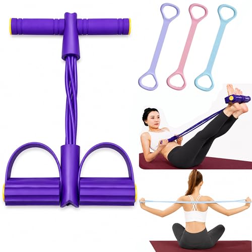 Pedal Resistance Bands Set with Handles, Upgrade 6-Tubes Pedal Resistance Exercise Band & 3X Figure 8 Resistance Bands, Multifunction Exercise Bands for arms, Legs, Waist & Abs for Women & Men