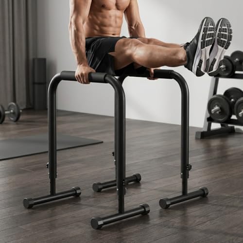 Adjustable Dip Bars, 440LBS Heavy Duty Dip Station for Home Gym, Stable Calisthenics Bars with Anti-Slip Grips for Upper Body Workout, Push Up Bars Portable Dip Stand (32"-36" Height)