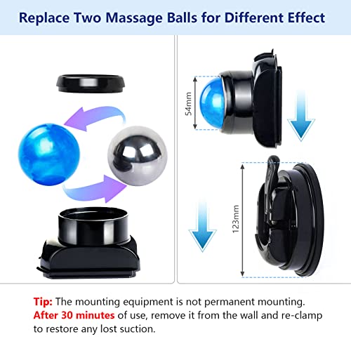 Massage Ball, Mountable Muscle Massage Roller for Pain Relief, Suction Cup Self Back Massager Roller and Trigger Point Massager to Relieve Muscle Knots, Hands-Free - 2 Balls - style: 1 - Pack - Mountable Ball