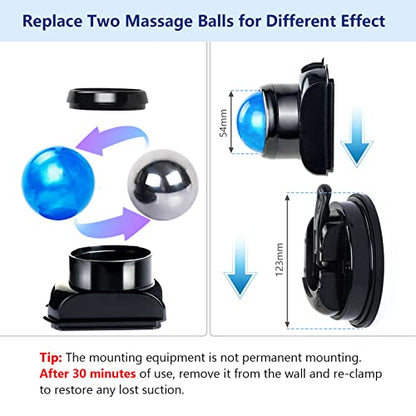Massage Ball, Mountable Muscle Massage Roller for Pain Relief, Suction Cup Self Back Massager Roller and Trigger Point Massager to Relieve Muscle Knots, Hands-Free - 2 Balls - style: 1 - Pack - Mountable Ball