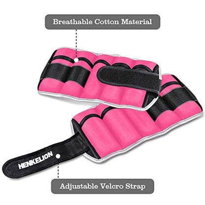 Henkelion 1 Pair 2 3 5 10 Lbs Adjustable Ankle Weights for Women Men Kids, Strength Training Wrist and Ankle Weights Sets for Gym, Fitness Workout, Running, Lifting - Black Grey Pink Blue Purple