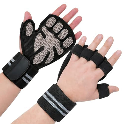 Workout Gloves with Wrist Wraps for Men & Women – Ventilated Weight Lifting Gloves for Anti-Sweat Gym Fitness, Cross Training & Hand Support - size: X-Large