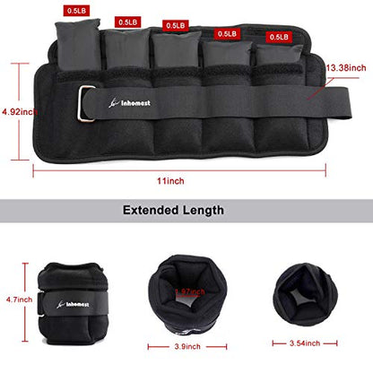 Adjustable Ankle Weights 1-5/10/12 Lbs Leg Weights for Men Women,Wrist Ankle Weights for Physical Therapy,Yoga Pilates,Workout,Walking,Jogging - color: Adjustable 5 Lb Set ( 2.5 Lb Each) - Black