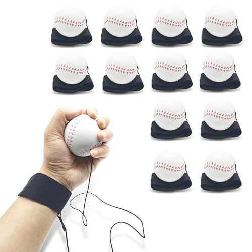ZUYEE 4/8/16 Pack 2.36 inch Wrist Return Balls Baseballs on a String with Wristband - for Kids, Teens & Adults - Fun Sports Gift for Wrist Exercise Hand-Eye Coordination & Rebound Practice - color: White, style: 16