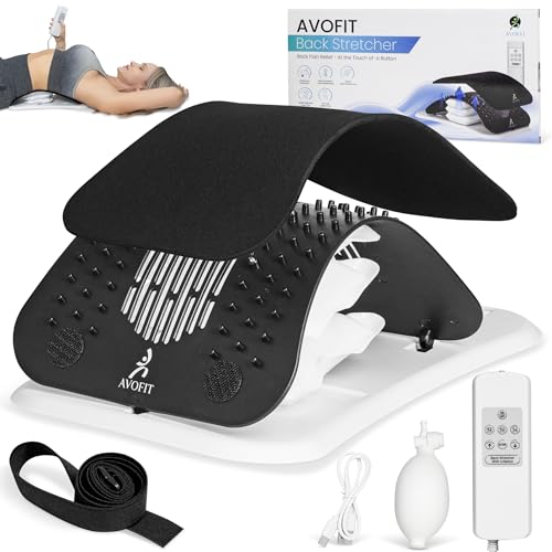 Back Stretcher for Lower Back Pain Relief, Lumbar Back Stretcher with Manual and Remote Control, Adjustable Traction Device with Comfort Mat for Spinal Decompression, Sciatica & Scoliosis