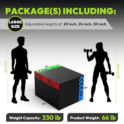 HANDBODE 3-in-1 Plyometric Box, Jump Training Equipment - style: 66 lb (20 x 24 x 30 inch)