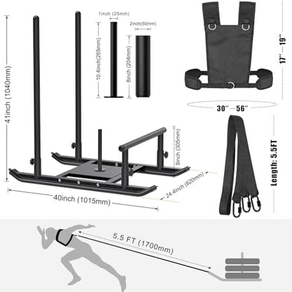 Dolibest Weight Sled, Fitness Sled, Workout Sled for Fitness Strength Training and Speed Improvement, Push-Pull Prowler Training, Suitable for 1-2" Weight Plates, Black - color: Black Push-Pull Sled