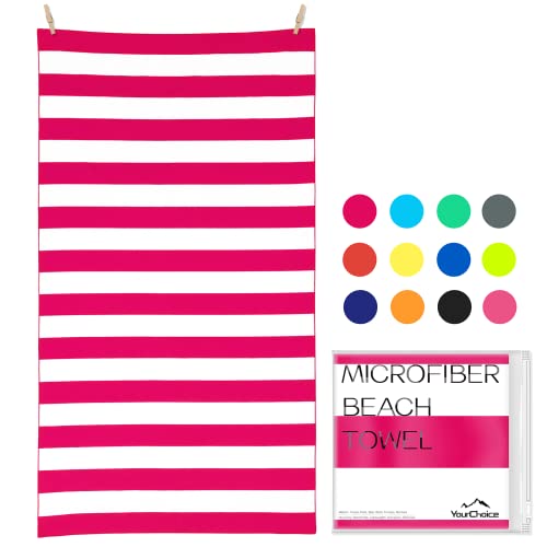 Your Choice Microfiber Beach Towel Sand-Free Quick Dry (67"x35"/60"x30") - color: O-rose Red Stripes, size: Large(60x30")