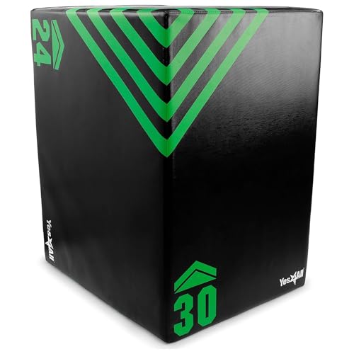 Yes4All 3 in 1 Foam Plyometric Jump Box for Training & Conditioning - Plyo Jump Box for Fitness Workout Exercise - color: A. 30" x 24" x 20" - 16 lbs, style: A. Upgraded