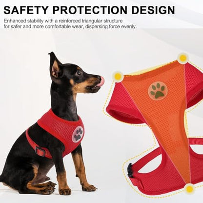 BINGPET Small Dog Harness, No Pull Step-in Puppy Pet Vest, Red - color: Red, size: XS (NECK: 10", CHEST: 10"-14")