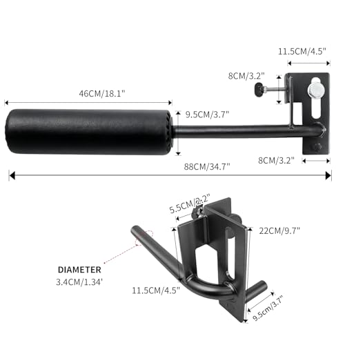 Nordic Leg Roller for Rack Mounted,Bulgarian Split Squat Accessories,Nordic Hamstring Curl Attachment,Home Gym Equipment for uprights ranging from 2" to 4" wide - size: 5/8″-16mm Hole