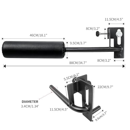 Nordic Leg Roller for Rack Mounted,Bulgarian Split Squat Accessories,Nordic Hamstring Curl Attachment,Home Gym Equipment for uprights ranging from 2" to 4" wide - size: 0.7″-18mm Hole