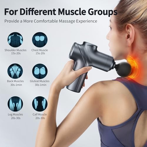 Massage Gun Deep Tissue, Silent Motor and Portable Massage Gun with 4 Interchangeable Heads for Deep Muscle Relief and Relaxation, Relax Gift - color: A1-Blue
