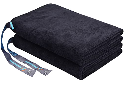 HOPESHINE Large Gym Towels for Men Women Black Workout Sweat Super Absorbent Microfiber Sports Travel Towel Fast Drying Compact for Camping, Hiking, Backpacking, Yoga, 20inch X 40inch 2-Pack - color: Black X2, size: 2-Pack 20inch X 40inch