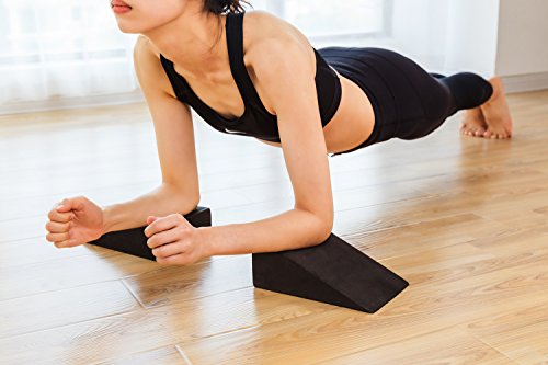 StrongTek Yoga Foam Wedge Blocks (Pair) Soft Wrist Wedge, Supportive Foot Exercise Accessories, For Balance, Strength, Stretch, Pilates, Fitness, Squat, Pushup, Plank, EVA Riser Block