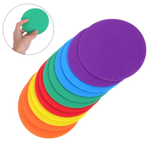 Beavorty 12pcs Football Training Disc Markers Flat Circle Spot Markers 10cm Multi- for Soccer Agility Drills Indoor Outdoor Sports Practice