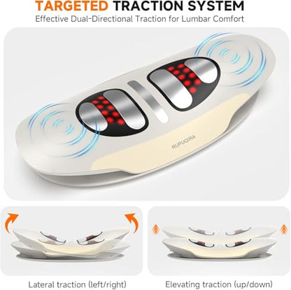 Electric Lumbar Back Stretcher with Dynamic Airbag – White/Beige - color: Whitebeige