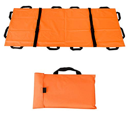 Oxford Folding Stretcher with 12 Handles Waterproof Foldable Emergency Rescue Back Stretcher with Storage Bags for Hospital,Clinic, Home,Sports venues,Ambulance (Orange)