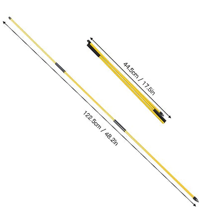 3-Fold Fiberglass Golf Alignment Sticks - 48 Inch Portable Swing Trainer Tool for Putting and Driving Accuracy