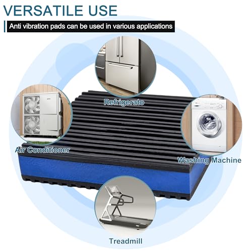 8-Pack Anti Vibration Pads, 4x4x7/8 Inch, EVA Rubber Isolation Mats, Heavy Duty Vibration Isolation Pads for Air Compressos, Conditioner, Treadmill, HVAC Washer Dryer