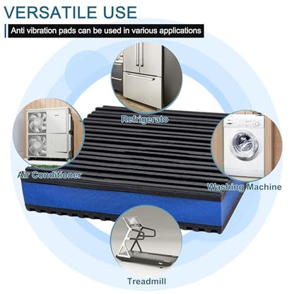 8-Pack Anti Vibration Pads, 4x4x7/8 Inch, EVA Rubber Isolation Mats, Heavy Duty Vibration Isolation Pads for Air Compressos, Conditioner, Treadmill, HVAC Washer Dryer