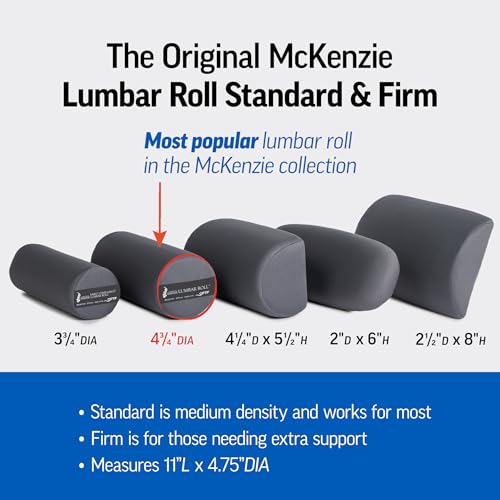 OPTP The Original McKenzie Lumbar Roll – USA-Made Low Back Lumbar Support for Office Chair & Car Seat Back Support Cushion. The Preferred Lumbar Pillow by Physical Therapists - Standard Density
