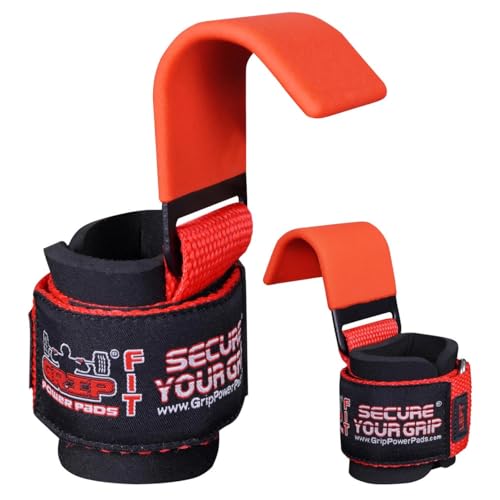 Weight Lifting Rod Hooks Heavy Duty Wrist Wraps Power Weight Lifting Training Gym Grips Straps Set of 2 - color: JET RED, size: WOMEN-Wrist Size Small/Medium