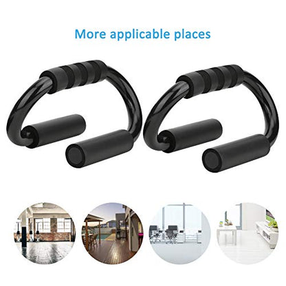 S Shape Push Up Bar Bracket, Foam Exercise Training, 2 Pieces, Black - Adjustable Position, Lightweight and Sturdy, Indoor Fitness for Men and Women