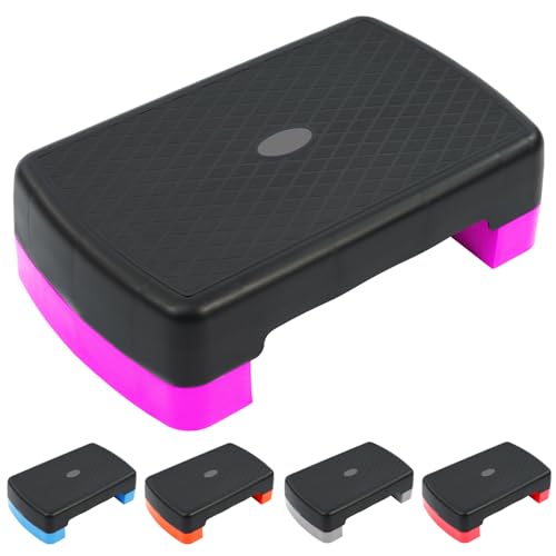 18" Aerobic Exercise Step Platform, Lightweight Portable Step Up Platform Trainer, Adjustable Height 3.9”5.9” for Home Gym