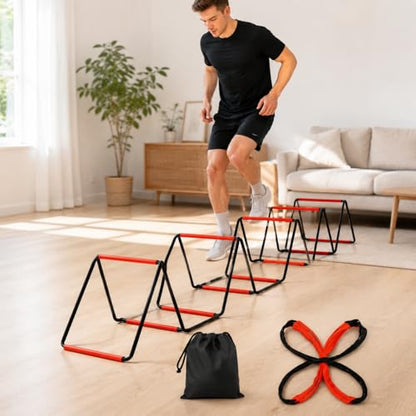 Foldable Agility Ladder, DIY Combination Speed Training Equipment, Footwork Ladder for Football, Sports Agility Ladders for Kids, Red, 5.1m 12 Grids