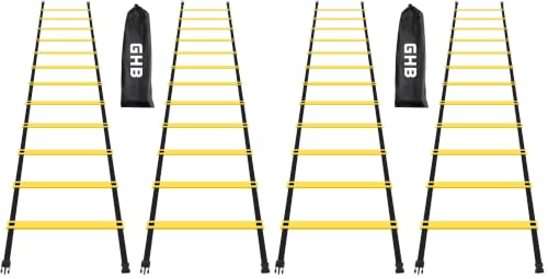 GHB Pro Agility Ladder Agility Training Ladder Speed 12 Rung 20ft with Carrying Bag - color: yellow