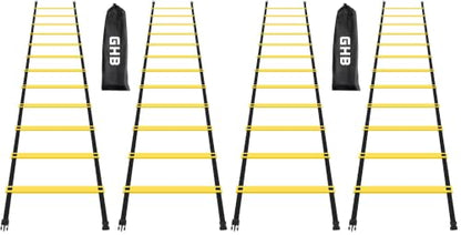 GHB Pro Agility Ladder Agility Training Ladder Speed 12 Rung 20ft with Carrying Bag - color: yellow