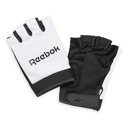 Reebok Classic Fingerless Gloves Lightweight Fitness & Weight Lifting Gloves for Training - color: WHITE/BLACK, size: Small