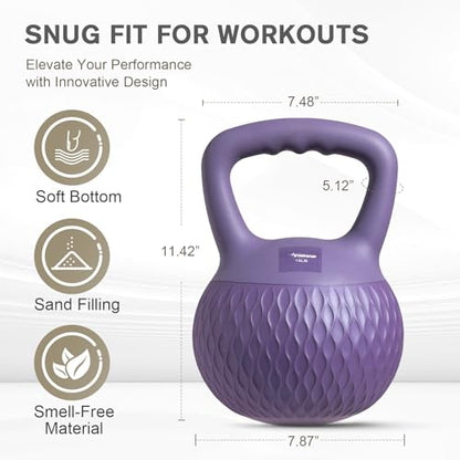 YIGUO Soft Kettlebell, Kettlebells Cushioned Impact-Resistant Base and Anti-Slip Grip, Strength Training Kettle Bell for Women and Men, Home Workout