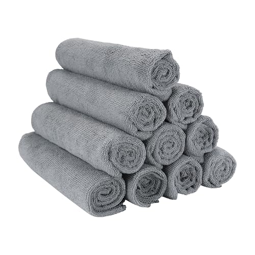 Arkwright Microfiber Gym Towel - Pack of 12 - Super Soft, Quick Dry Workout Sweat Towels, 300 GSM Lightweight & Absorbent for Sports, Working Out, Yoga, and Spa, 16 x 27 in, Grey - color: Grey, size: Pack of 12
