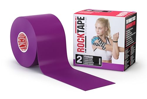 RockTape Extra Sticky Kinesiology Tape - Athletic Tape for Muscle Pain Relief, Injury Recovery - Microscopic Skin Lifting & Decompression - Sweat & Water Resistant - color: Purple, style: STANDARD