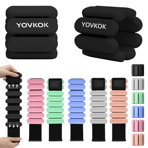 Wrist Weights, Silicone Adjustable Ankle Weights for Women Men - Strengthen Arms and Legs Ideal for for Home Gym Workout, Running, Yoga, Pilates, Barre, Exercise, Strength Training - color: Black, size: 2 lbs Pair (1lb Each)