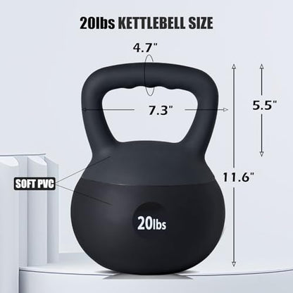 DlandHome Kettlebell Weights Strength Training Kettlebell-Great for Full Body Workout and Strength Training,Easy Grip Handle,PVC Filled with Iron Sand - color: Black-20lbs
