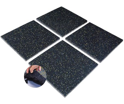 4 Pack Interlocking Tile 20" x 20”x 1”Heavy Duty Rubber Flooring Mat Anti-Vibration Anti-Slip Exercise Mats for Gym Equipment and Cushion for Workouts, Cover 11.12 Sq.Ft…