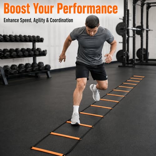 Kids Agility Ladder, Speed Ladder Training for Football & Soccer, 15ft Agility Speed Ladder with Storage Bag, Team Conditioning Equipment, Agility Agility Ladder 10 Grid - style: Agility Agility Ladder 10 Grid