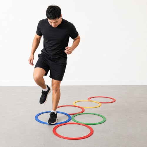 Qianly Field Training Agility Rings, 12 Pack 30cm Speed & Agility Training Equipment Mixed Colors for Athletes