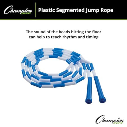 Champion Sports Plastic Segmented Jump Rope - color: Blue/White (9 Feet)