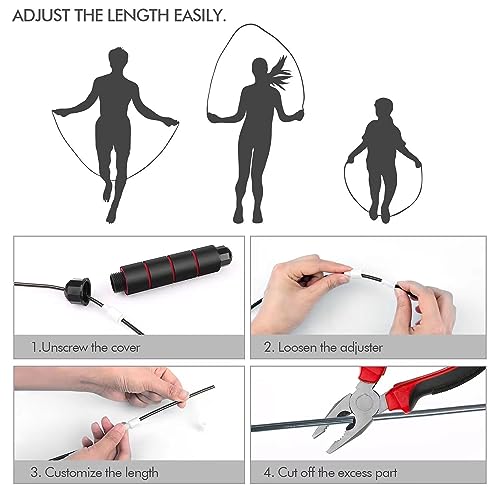 Jump Rope, Tangle-Free Rapid Speed Jumping Rope, adjustable jump rope, suitable for women, men, and children, suitable for home gyms, sports and fitness equipment, and slim figures - color: Red