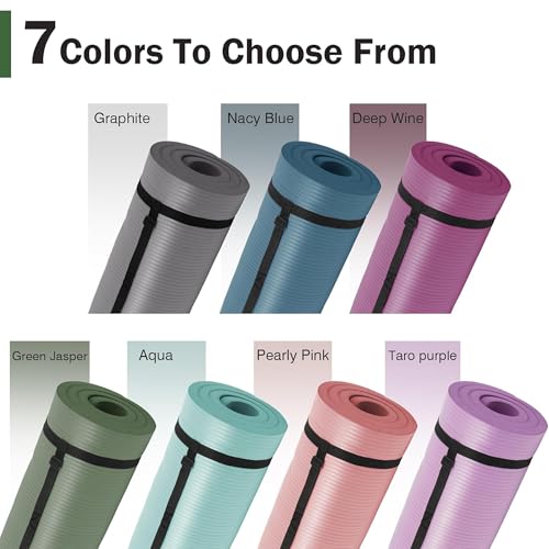 BalanceFrom Yoga Mat, 1-Inch Extra Thick High Density Exercise Mat, Anti-Tear Exercise Yoga Mat with Carrying Strap, Suitable for Various Yoga Exercises, Multiple Colors
