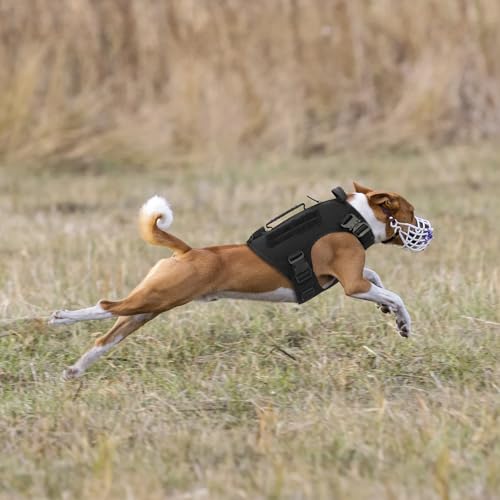 Tactical Dog Backpack Harness for Large Breed Original Design Metal Buckle Vest with Side Bags Pouches for Service Working Training (Black (with 2 Pouches), L)