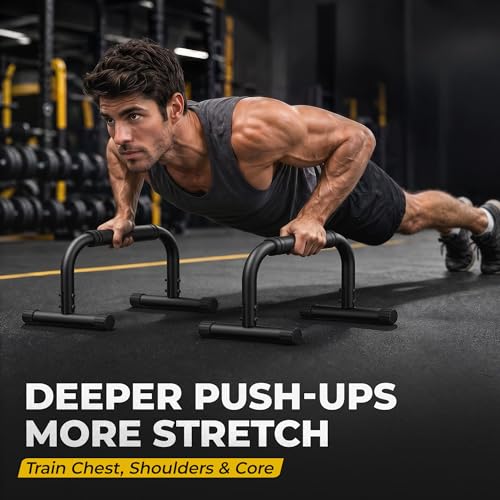 Push Up Bars, Adjustable 10–12.5 Inch Parallettes Bars for Calisthenics, Heavy Duty 880 LBS Parallel Dip Bars with Foam Handles & Non-Slip Rubber Feet, No Wobble Handstand L-Sit Stands for Home Gym