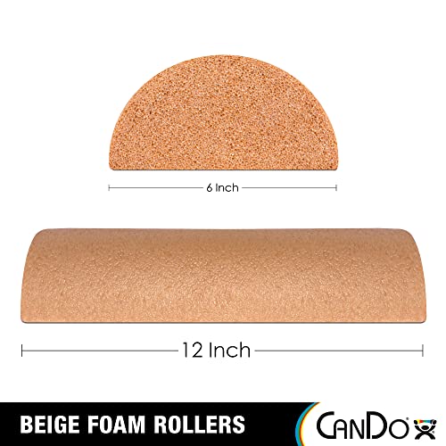 CanDo Beige PE Foam Rollers for Muscle Restoration, Massage Therapy, Sport Recovery and Physical Therapy 6" x 12" Half-Round
