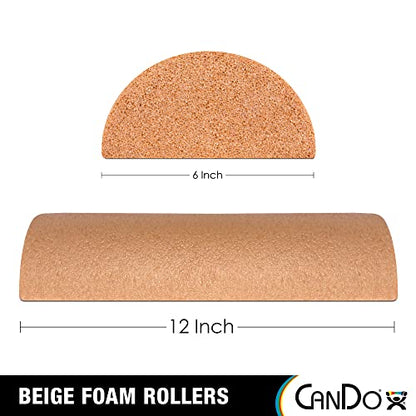 CanDo Beige PE Foam Rollers for Muscle Restoration, Massage Therapy, Sport Recovery and Physical Therapy 6" x 12" Half-Round